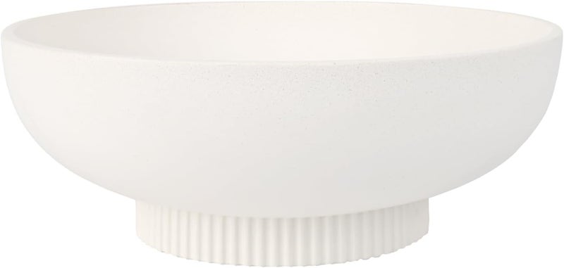 Deobath Large Resin Pedestal Decorative Bowl - Modern Handicraft Bowls for Home Decor - Fruit Bowl for Kitchen Counter - Key Bowl for Entryway Table,Artificial Stone White - Image 1
